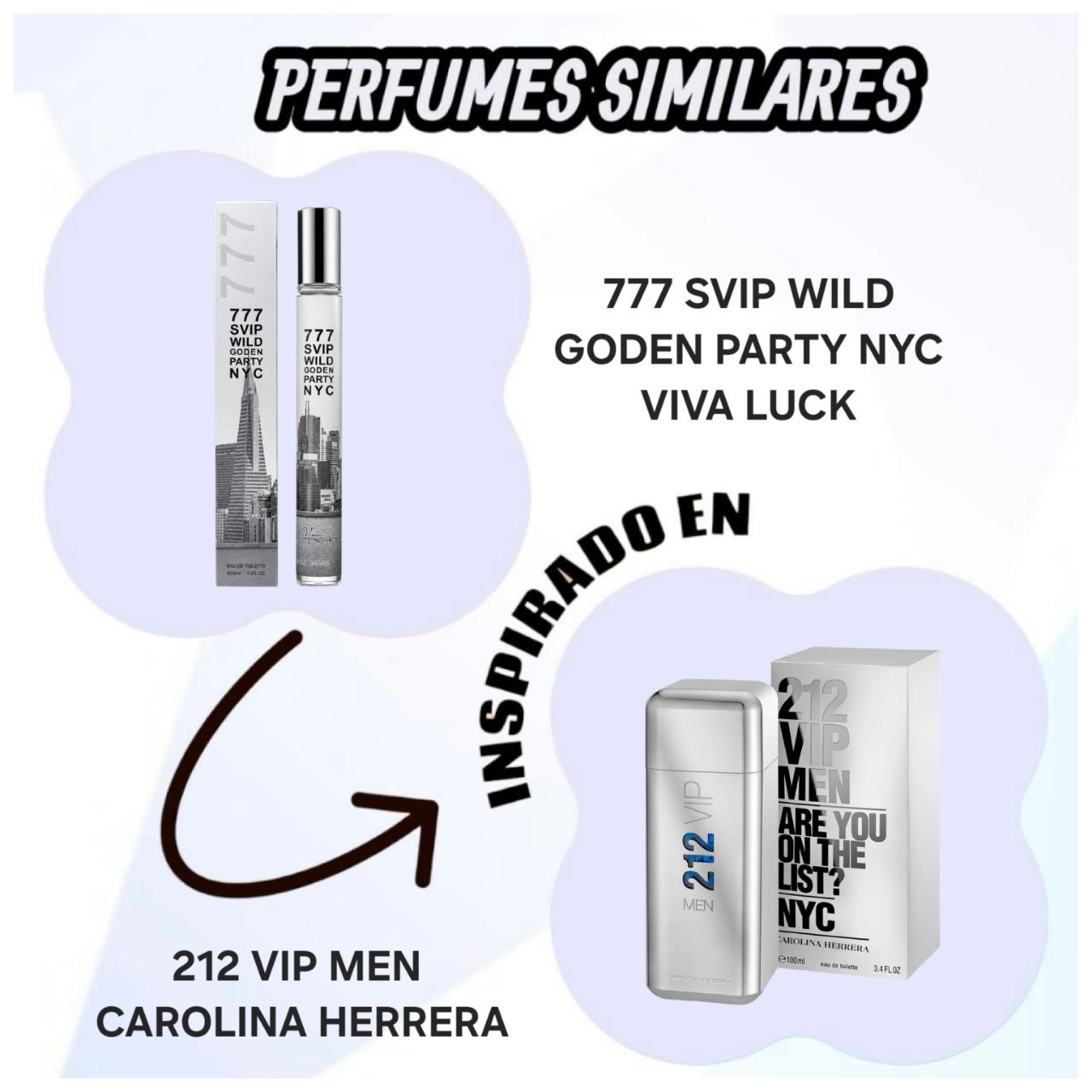 PERFUME DE TUBO 777 SVIP WILD GODEN PARTY NYC VIVA LUCK 35ML 1 UND (DUPE 212 VIP MEN CAROLINA HERRERA)