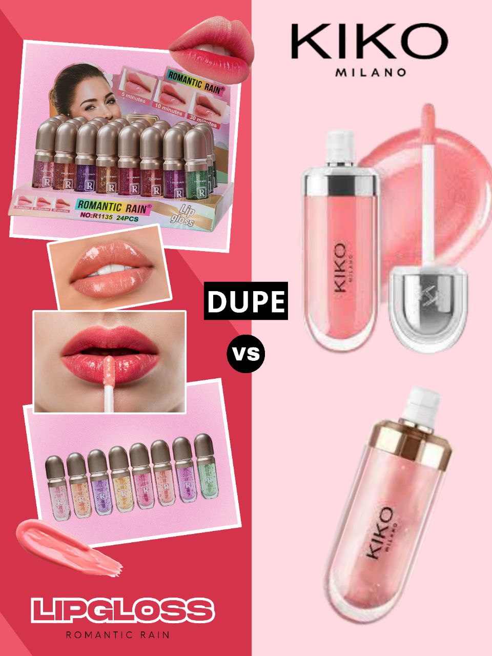 BRILLO LABIAL MAGICO, (DUPE KIKO MILANO) 8 COLORES ROMANTIC RAIN LIP GLOSS COLOR MAGIC