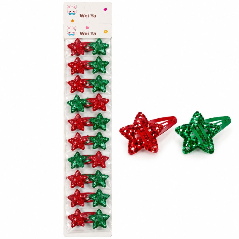 SET DE GANCHOS PARA EL CABELLO CON DISEÑOS NAVIDEÑOS PARA NIÑAS WEI YA