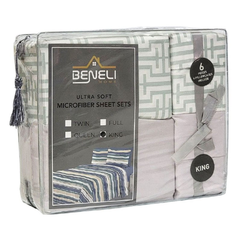 JUEGO DE SABANAS CAMERA DE 6 PIEZAS KING BENELI HOME, 13 ESTILOS