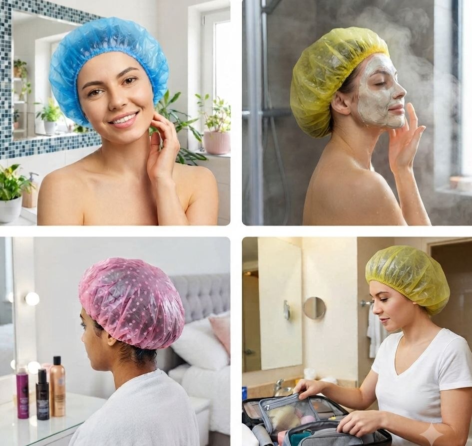 GORRO DE DUCHA IMPERMEABLES PROTECCIÓN PARA EL CABELLO AJUSTE CÓMODO Y ELEGANTE