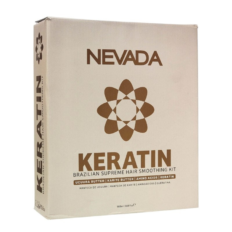 SET DE TRATAMIENTO PARA EL CABELLO PARA ALISADO BRASILEÑO CON QUERATINA Y KARITE 3PCS NEVADA 100MLX3