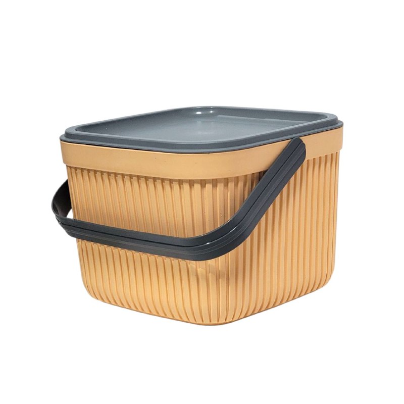 CANASTA ORGANIZADORA CON TAPA Y ASA COMODA Y PRACTICA, ACCESORIO PARA EL HOGAR, MANTIENE ORDEN DE FORMA COMPACTA MORDERNA HEREVIN 25X18CM
