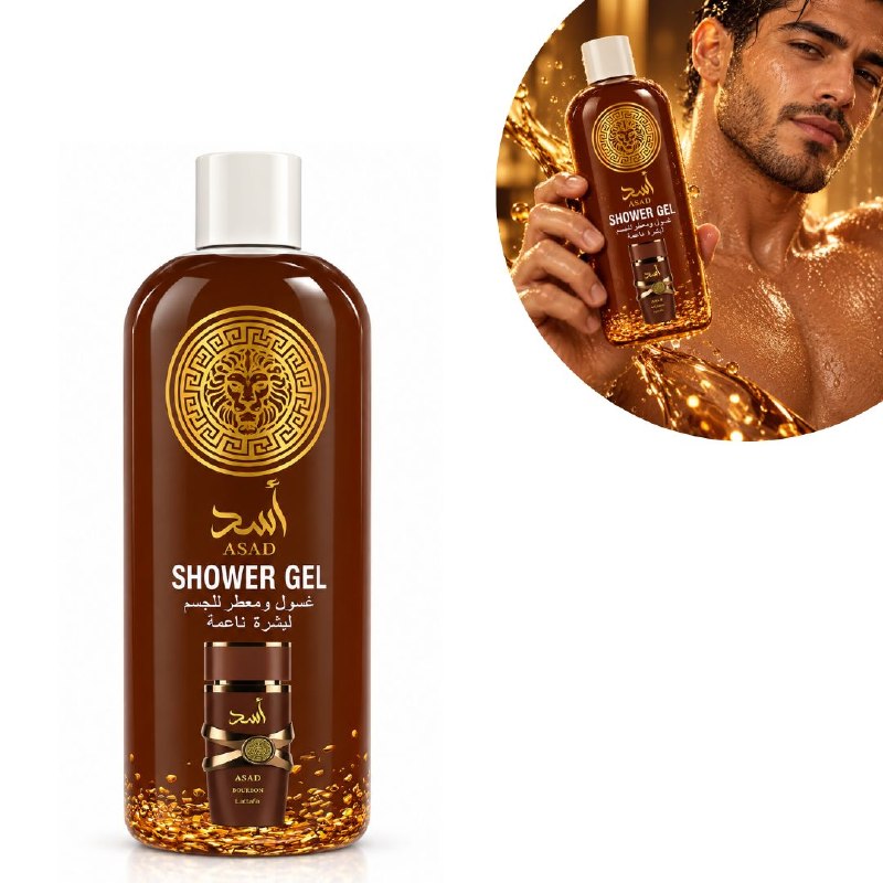 GEL DE DUCHA LIMPIADOR SUAVE CON ESENCIAS PERFUMADAS DE ASAD 1000ML (AROMA SIMILAR LATTAFA ASAD BOURBON)