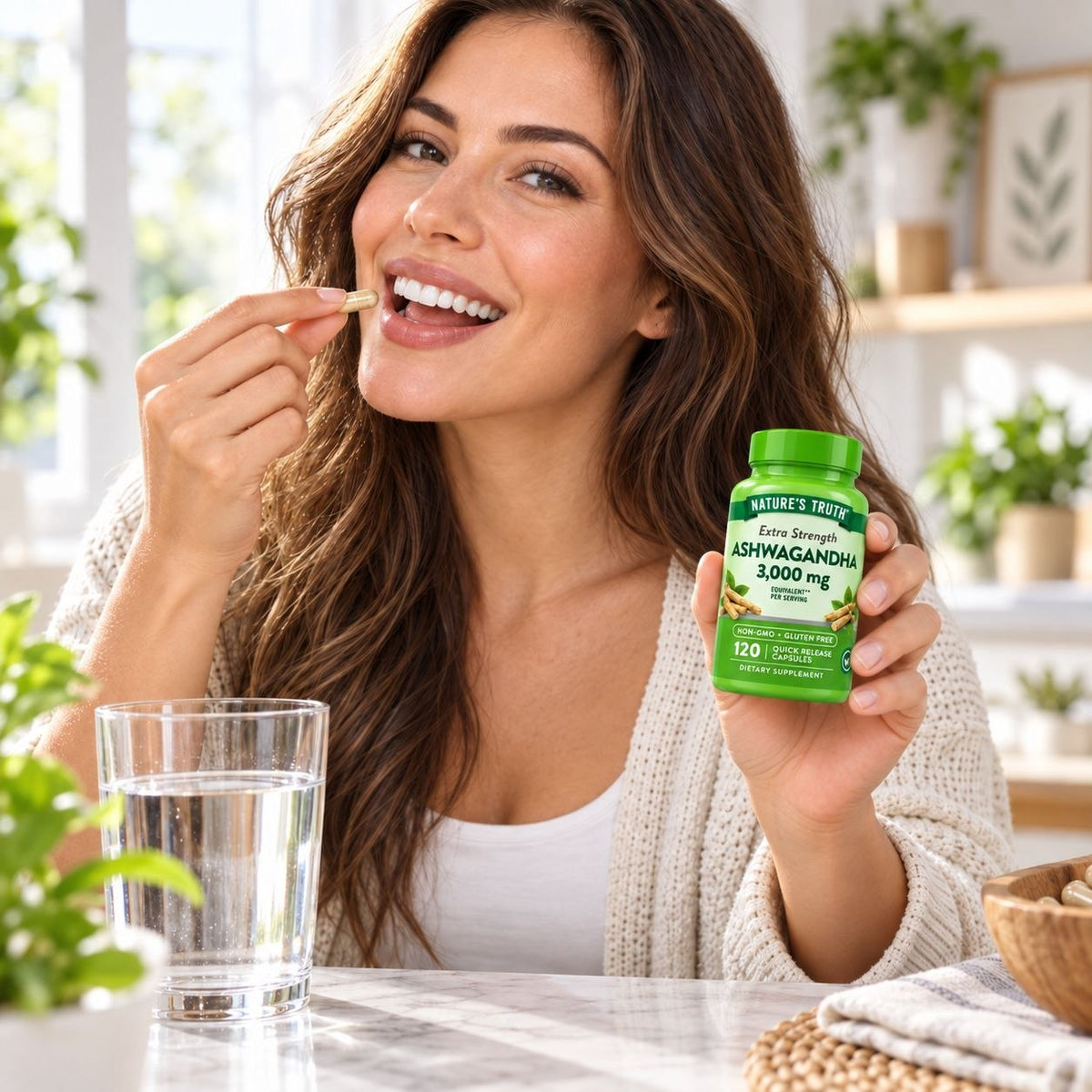 VITAMINAS FUERZA ADICIONAL ASHWAGANDHA 3000MG, SIN GLUTEN, CAPSULAS DE LIBERACION RAPIDA NATURE S TRUTH 120UND