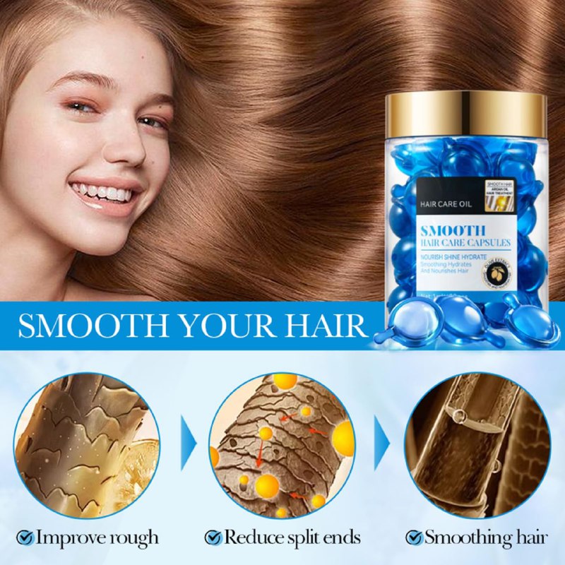 AMPOLLAS  PARA EL CABELLO EN CAPSULAS LISO DE ACEITE DE ARGAN Y OLIVA DA BRILLO, SUAVIZA, HIDRATA Y NUTRE EL CABELLO, NO ACEITOSO, FACIL DE ABSORBER, PENETRA EL NUCLEO DEL CABELLO SADOER HAIR CARE OIL SMOOTH 1MLX30