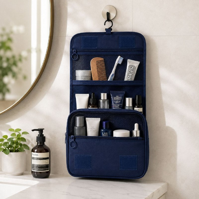 BOLSO ORGANIZADOR COLGANTE PARA VIAJE DE HIGIENE PERSONAL Y COSMETICOS 22.5X18.5X8.5CM