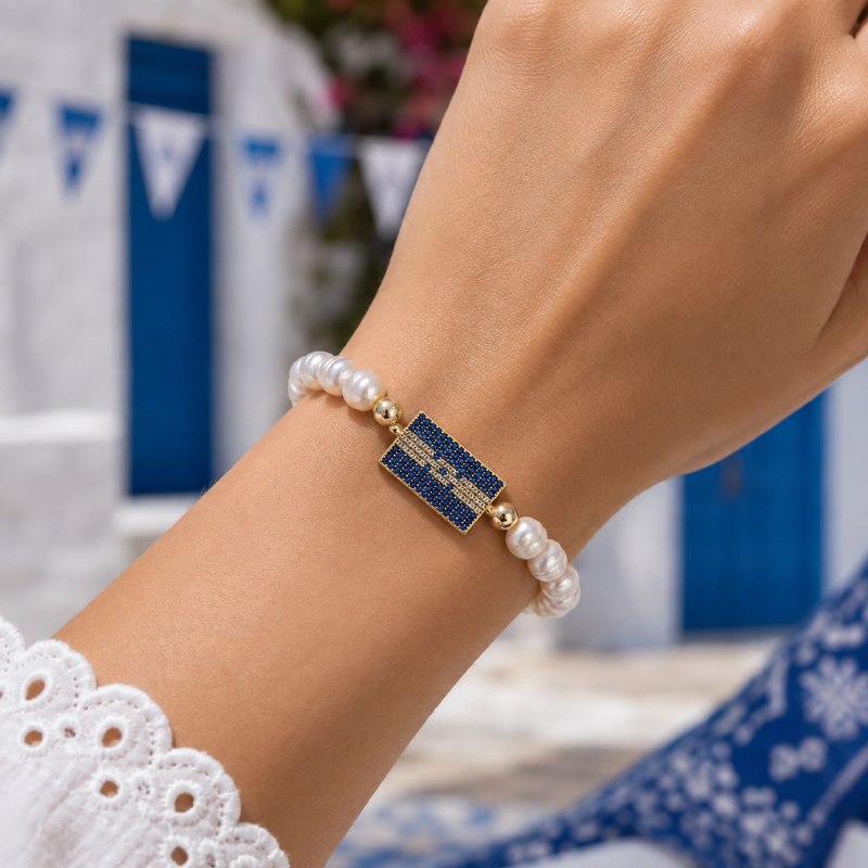 PULSERA DE ENCHAPE ELASTICA PARA DAMA CON DISEÑO DE HONDURAS