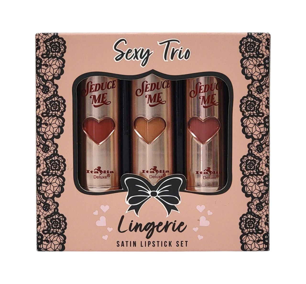BRILLO LABIAL EN SET TRIO DE LAPICES LABIAL SATINADOS ITALIA DELUXE SEXY TRIO LINGERIE 13OZX3