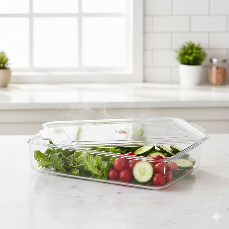 ORGANIZADOR RECIPIENTE CAJA DE ALMACENAMIENTO MULTIFUNCIONAL DE ACRILICO TRANSPARENTE CON TAPA BENELI HOME 5X20X30CM