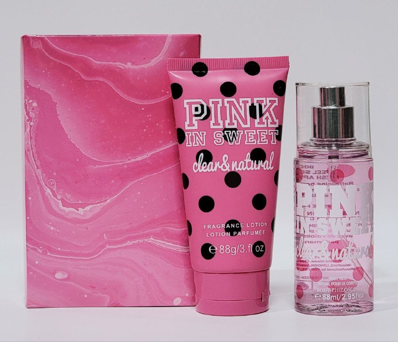 SET PINK IN SWEET CLEAR & NATURAL SPLASH 88ML, BODY LOTION 88G (M)