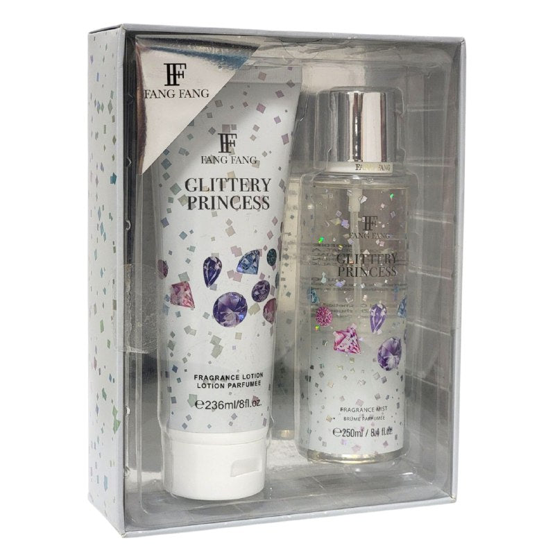 SET FANG FANG GLITTERY PRINCESS SPLASH 250ML, BODY LOTION 236ML (M)