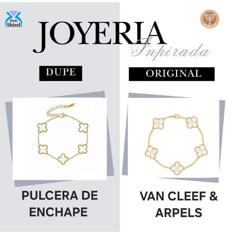 PULSERA DE ENCHAPE PARA DAMA CON DISEÑO DE FLOR 19CM (DUPE DE VAN CLEEF)