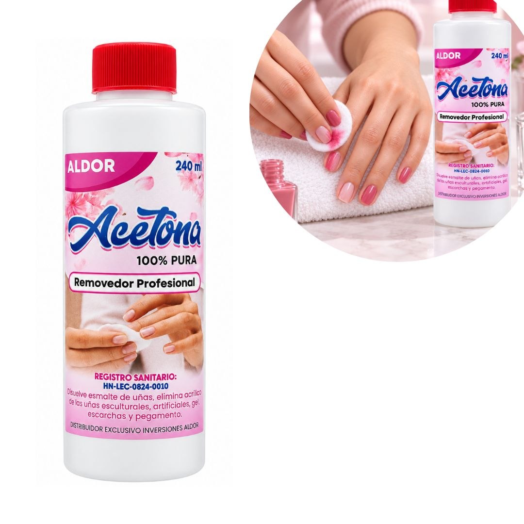 REMOVEDOR PROFESIONAL DE ACETONA 100% PURA ALDOR 240ML