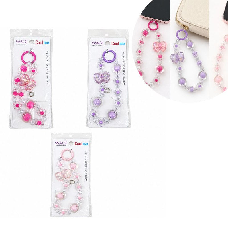LLAVERO TIPO PULSERA DECORATIVA PARA TELEFONO O CARTERA  WAO BEAUTY 12CM