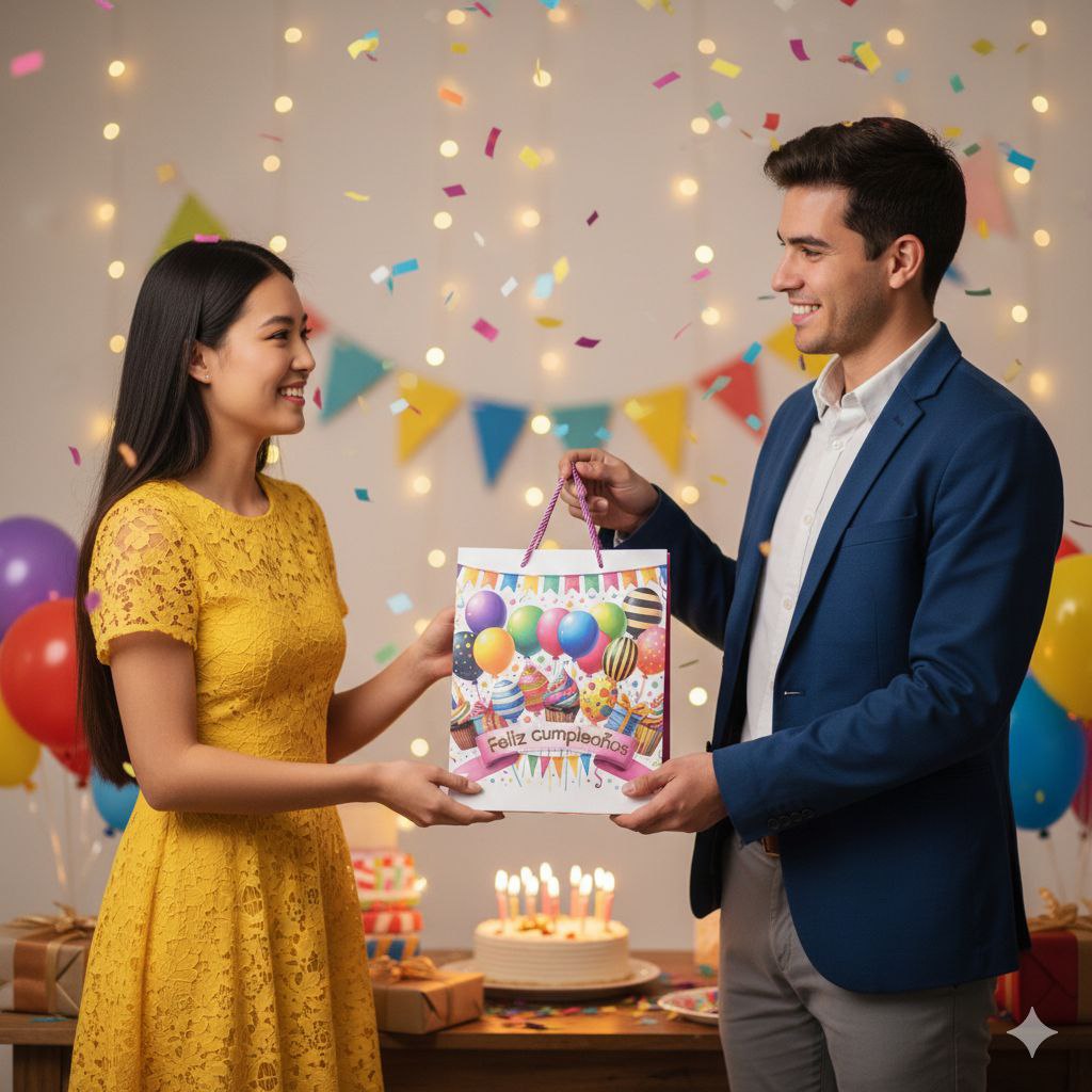 BOLSA DE REGALO PARA CUMPLEAÑOS MEDIANA 32X26X10CM