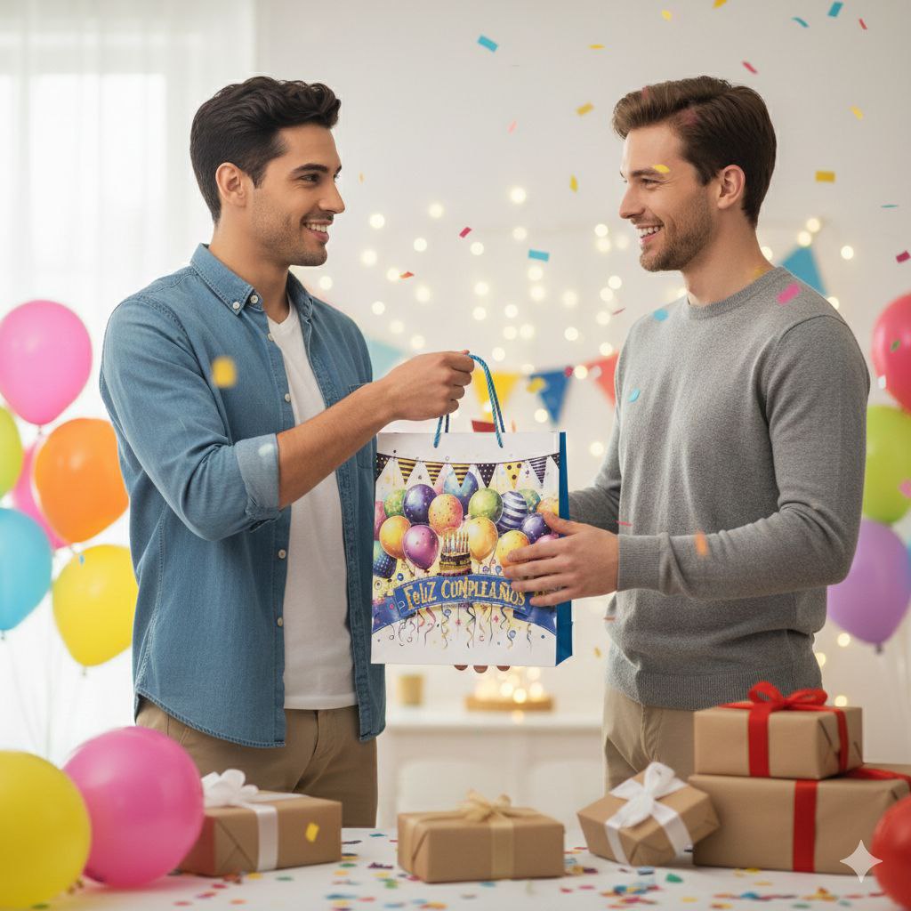 BOLSA DE REGALO PARA CUMPLEAÑOS MEDIANA 32X26X10CM