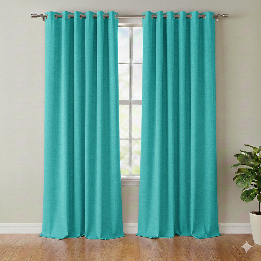 CORTINA BLACKOUT COLOR TURQUESA CON OJALES DE METAL 1 PANEL HPC POLO 132X228CM