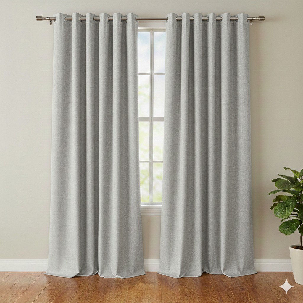 CORTINA BLACKOUT COLOR GRIS CLARO CON OJALES DE METAL 1 PANEL HPC POLO 132X228CM
