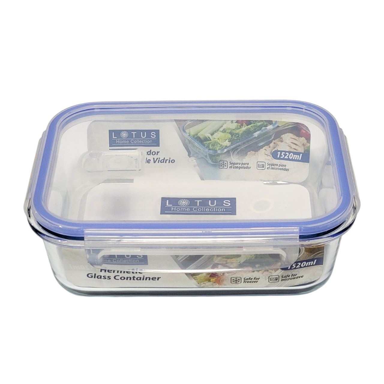 RECIPIENTE PANA PARA ALIMENTOS HERMETICO DE VIDRIO LOTUS 8X18X23CM
