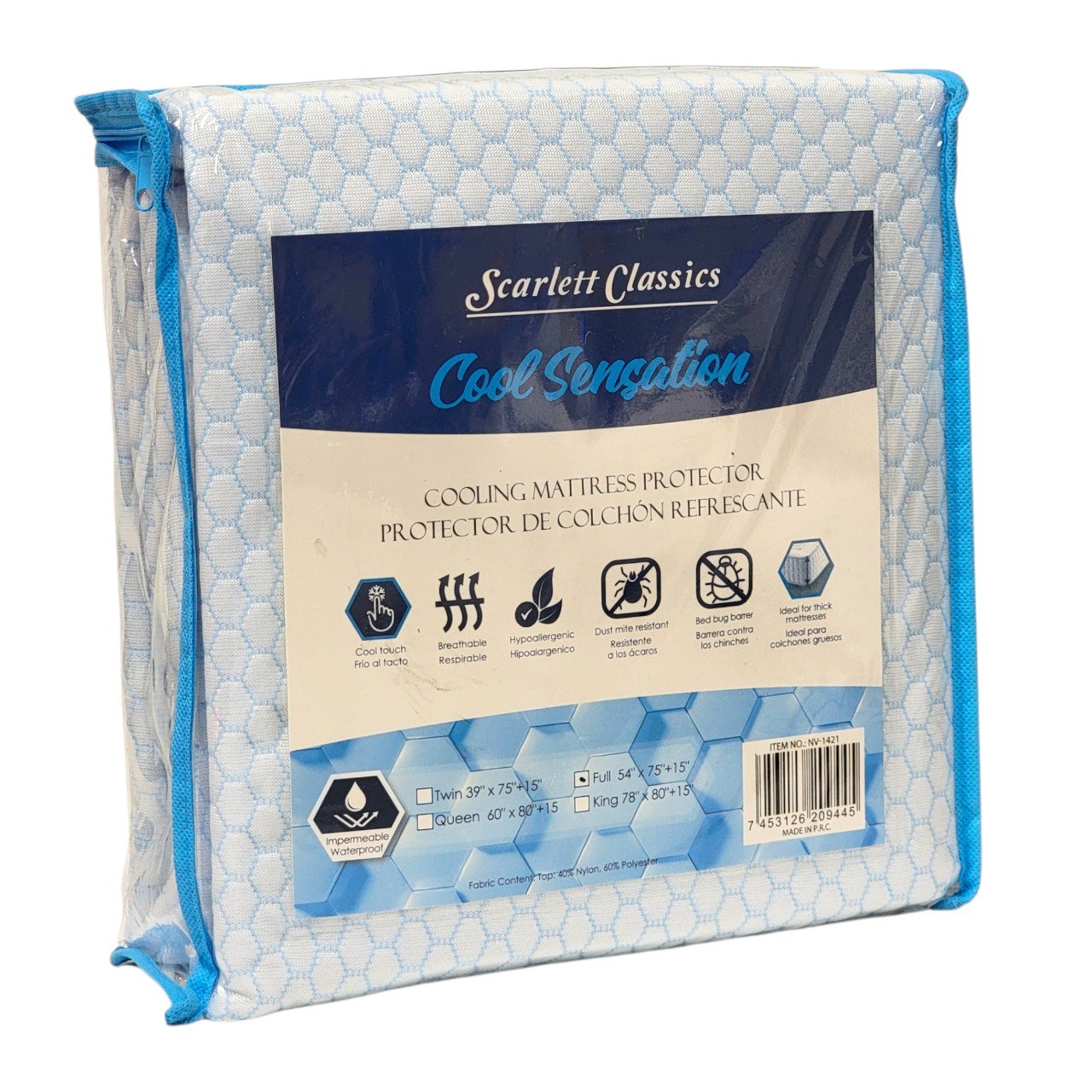 PROTECTOR DE COLCHON REFRESCANTE PARA CAMA FULL SCARLET CLASSICS 137x190+38CM