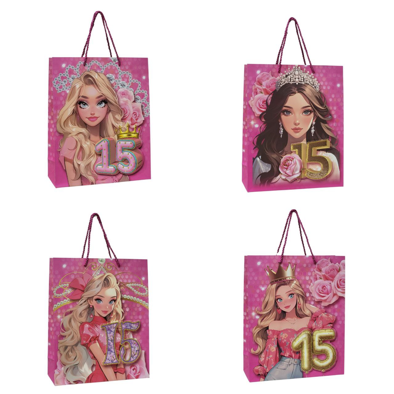 BOLSA DE REGALO PARA 15 AÑOS MEDIANA 32X26X10CM