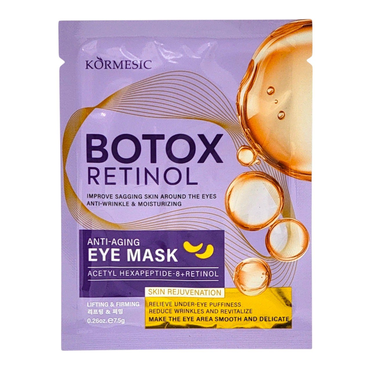 MASCARILLA FACIAL PARA OJOS RETINOL EFECTO BÓTOX KORMESIC 7.5G X UN PAR