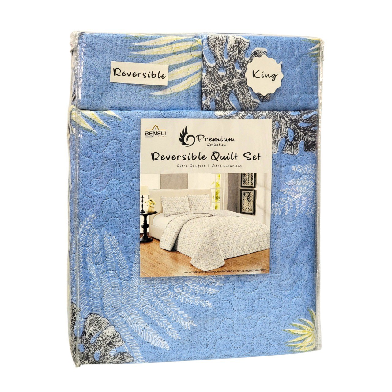 JUEGO DE SABANAS CAMERA TIPO EDREDON REVERSIBLE DE 3PCS KING BENELI HOME