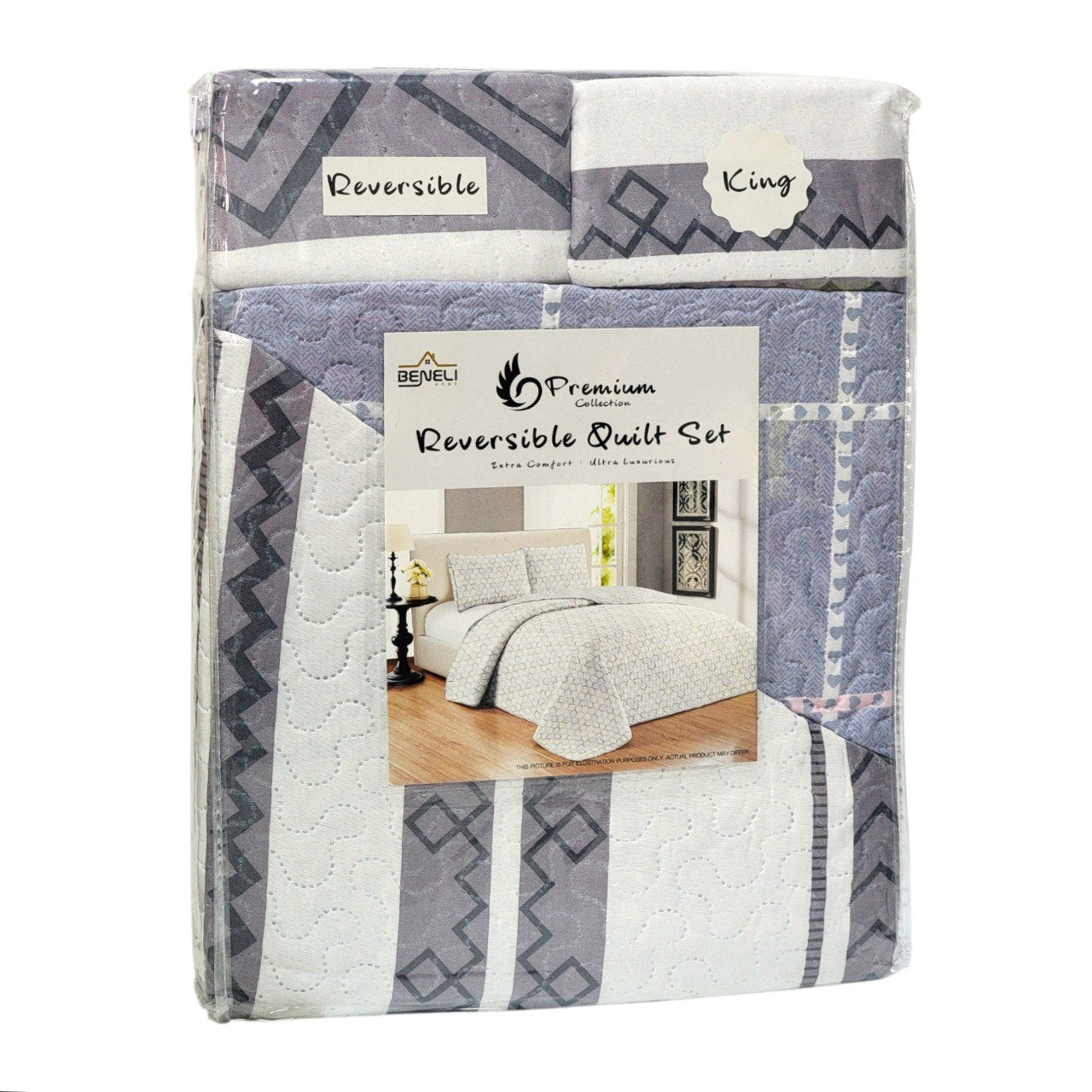 JUEGO DE SABANAS CAMERA TIPO EDREDON REVERSIBLE DE 3PCS KING BENELI HOME
