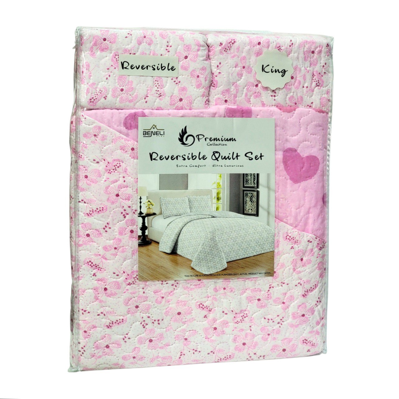 JUEGO DE SABANAS CAMERA TIPO EDREDON REVERSIBLE DE 3PCS KING BENELI HOME
