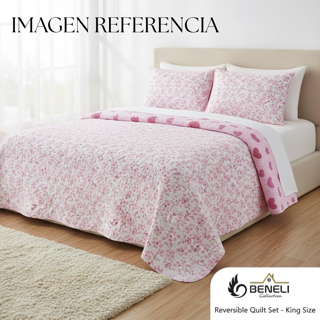 JUEGO DE SABANAS CAMERA TIPO EDREDON REVERSIBLE DE 3PCS KING BENELI HOME