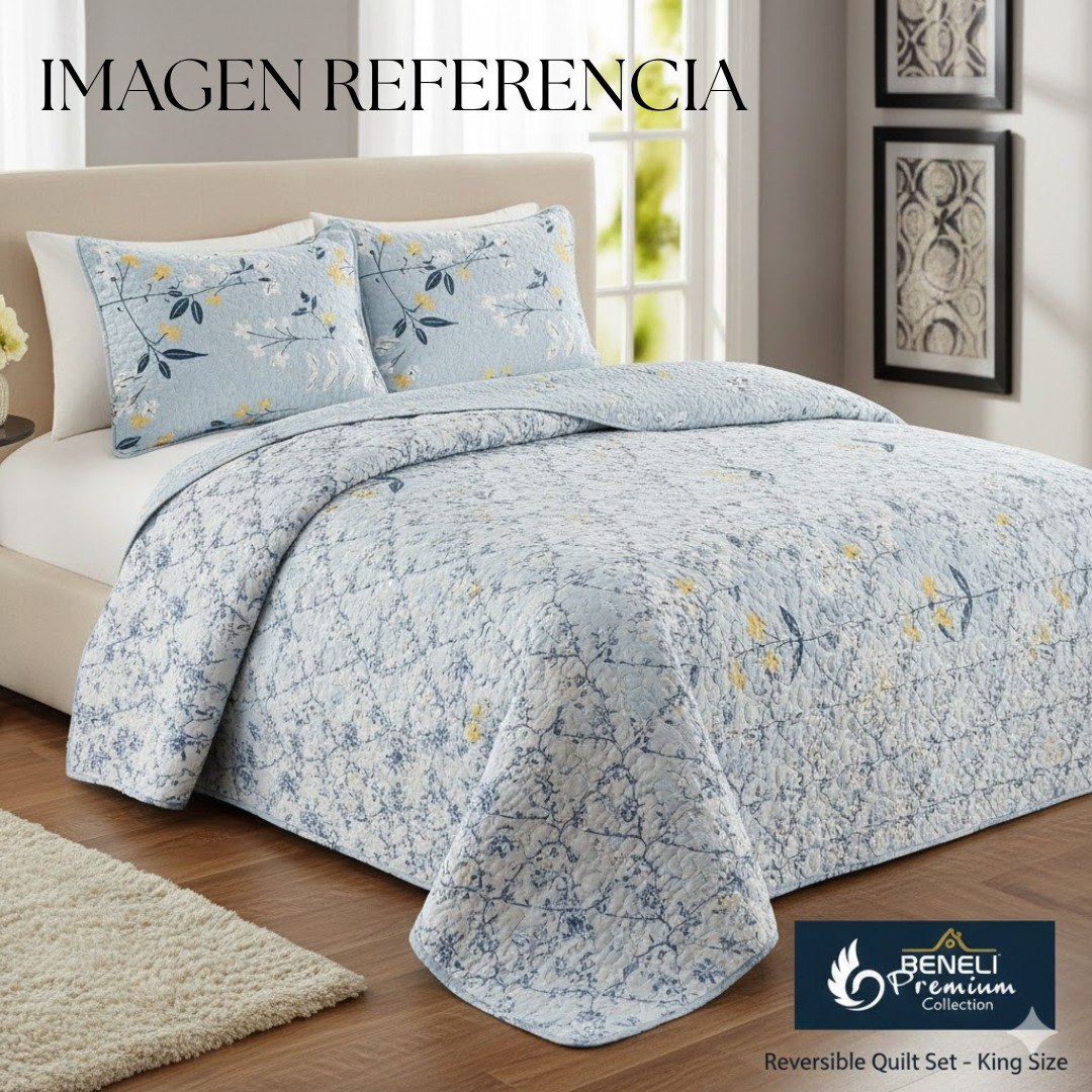JUEGO DE SABANAS CAMERA TIPO EDREDON REVERSIBLE DE 3PCS KING BENELI HOME