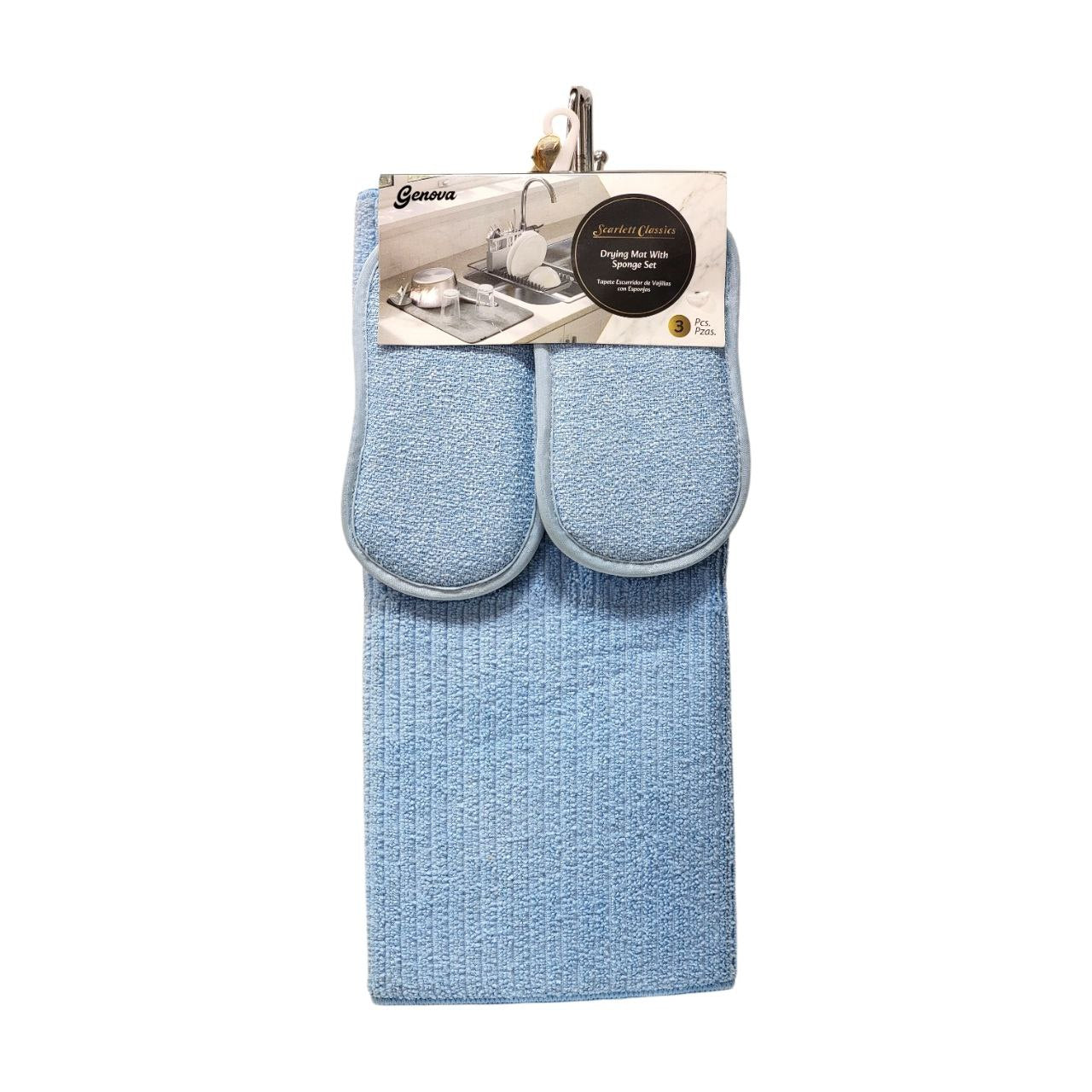 SET DE TAPETE ESCURRIDOR DE VAJILLAS CON ESPONJAS SCARLETT CLASSICS  38X51CM