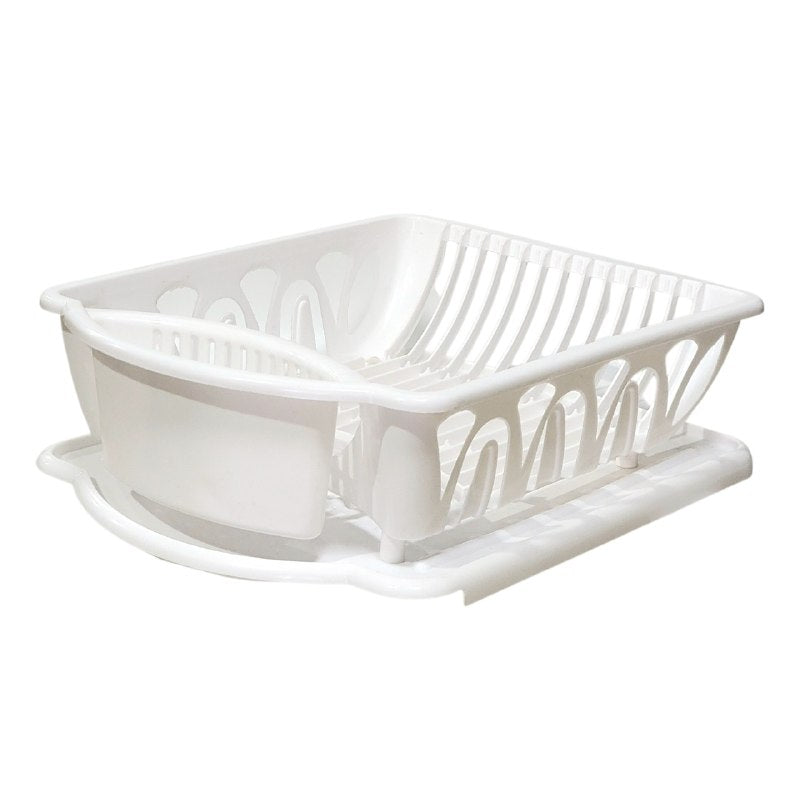 ORGANIZADOR ESCURRIDOR DE PLATOS DE PLÁSTICO CON BANDEJA 33X42CM