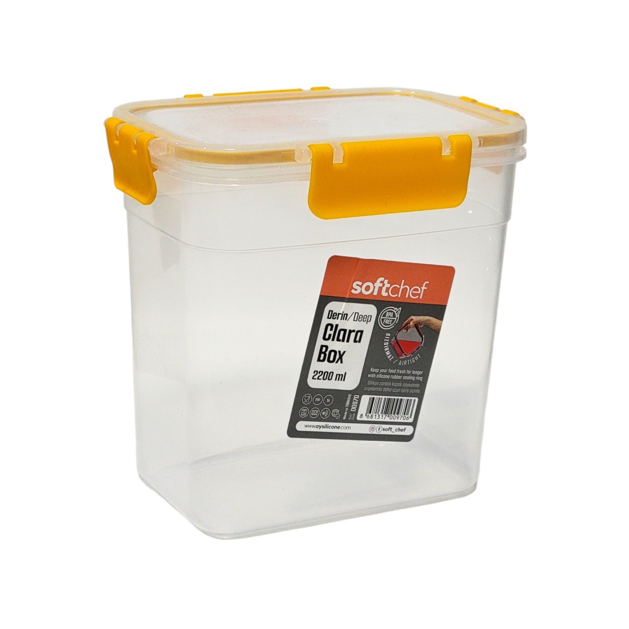 RECIPIENTE ALMACENADOR PARA ALIMENTOS 100% HERMETICO SOFTCHEF 2200ML 13X18X18