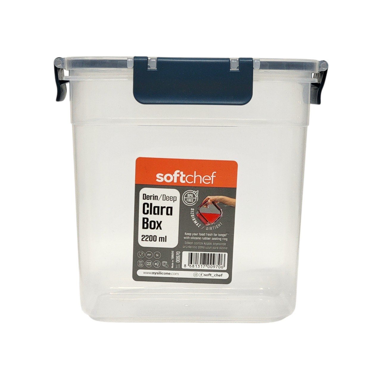 RECIPIENTE ALMACENADOR PARA ALIMENTOS 100% HERMETICO SOFTCHEF 2200ML 13X18X18