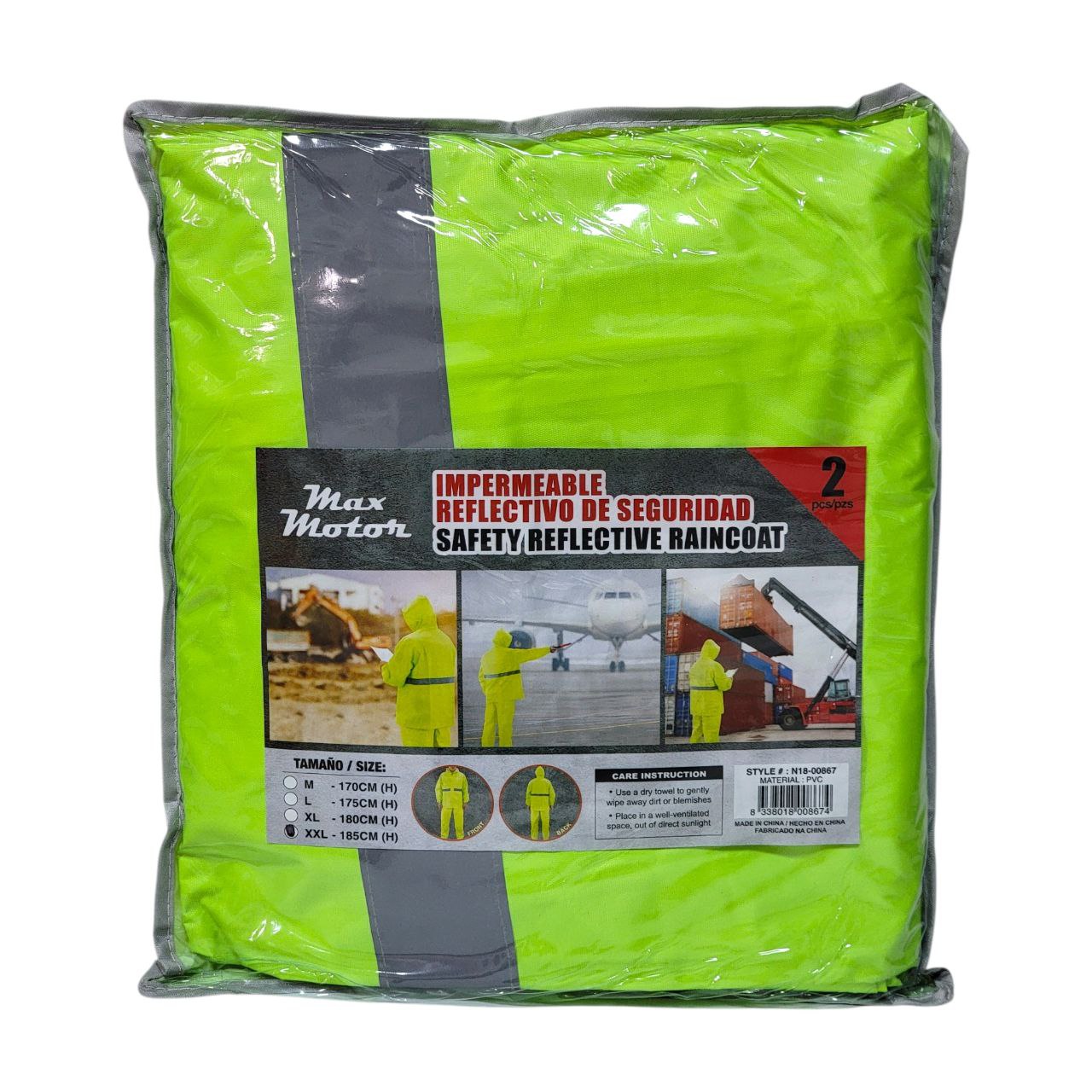CAPOTE TRAJE DE SEGURIDAD IMPERMEABLE Y REFLECTIVO MAX MOTOR 2PCS