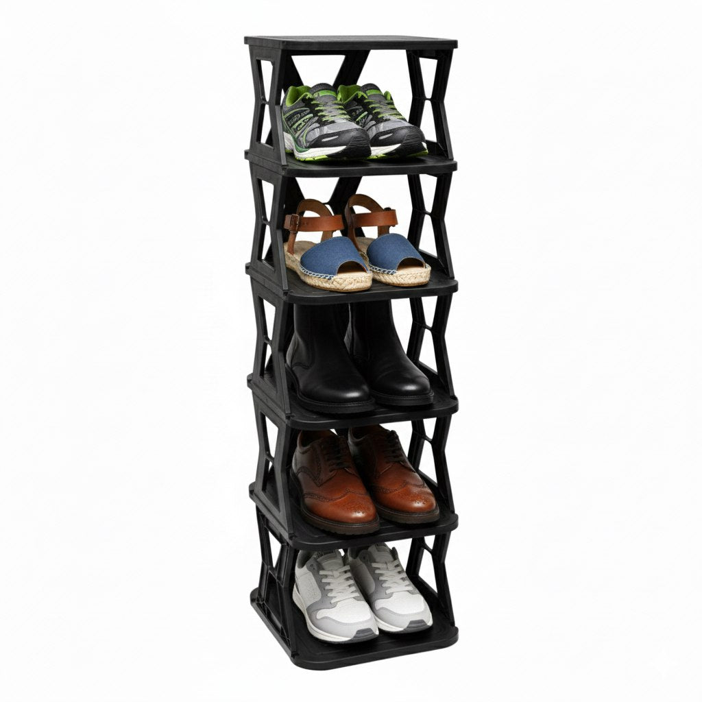 ORGANIZADOR ZAPATERA ARMABLE VERTICAL 6 NIVELES 2 COLORES 86X23X27CM
