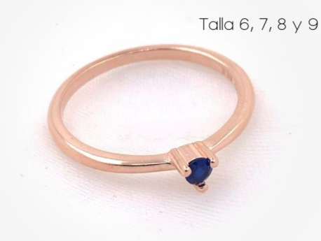 PANI1573C ANILLO GOLD ROSE CON PIEDRA AZUL, PLATA 925