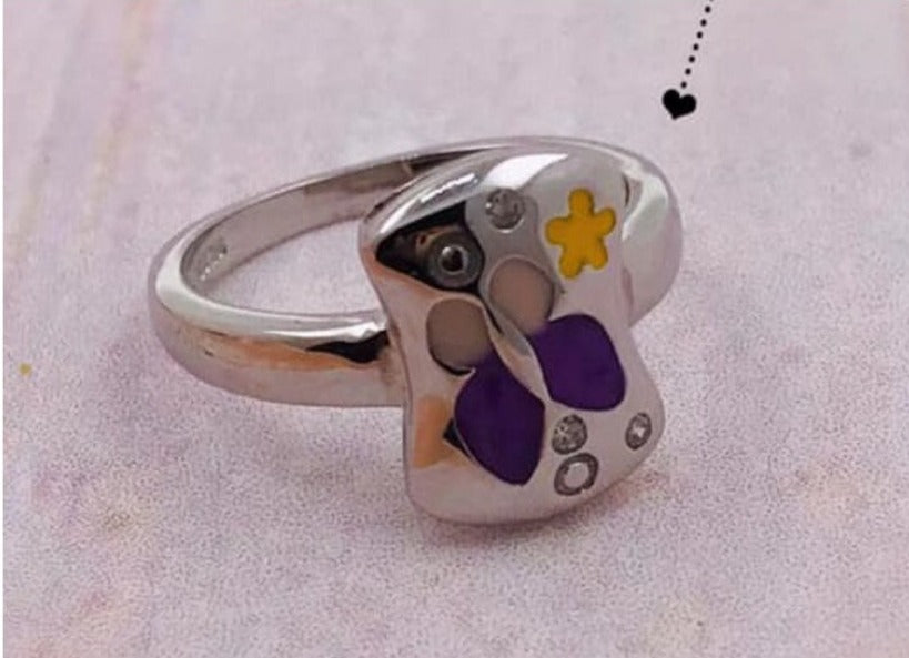 PANI466 ANILLO CUADRADO CON MARIPOSA, PLATA 925