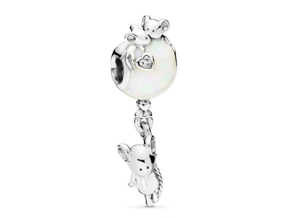 PCHARM1116 RATONES FLOTANDO CON UN GLOBO BLANCO
