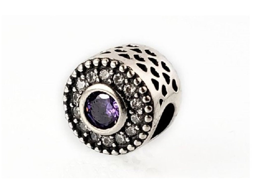PCHARM2322 CIRCULAR CON CIRCONES TRANSPARENTES Y PIEDRA MORADA EN MEDIO