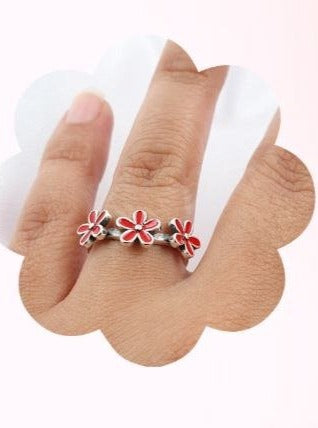 PANI1619C ANILLO FLORES ROJAS PANDORA, PLATA 925