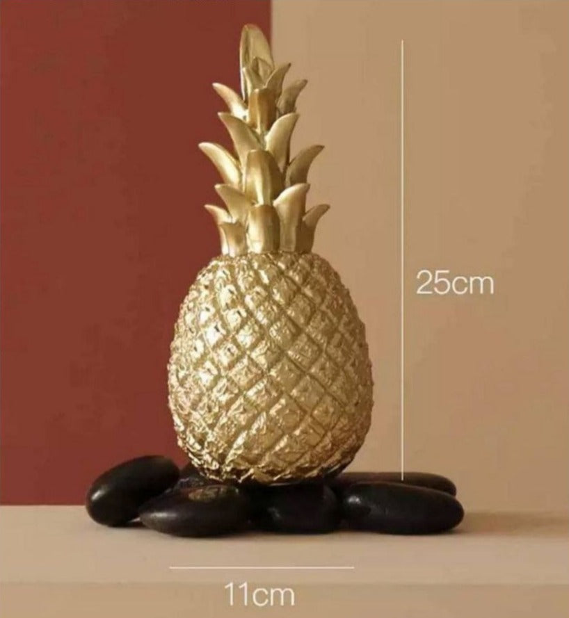 DECORACION ADORNO DE PIÑA DORADO  25 CM