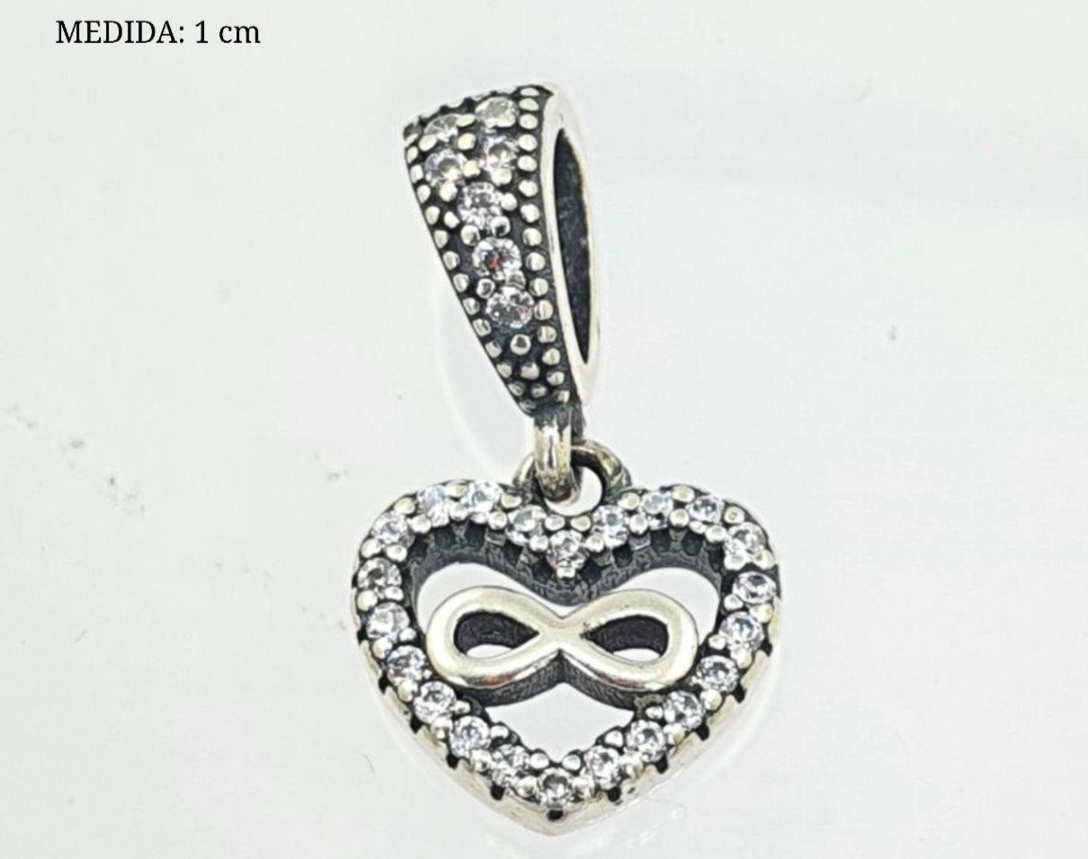 PCHARM2779  COLGANTE DE CORAZON CON EL INFINITO EN MEDIO