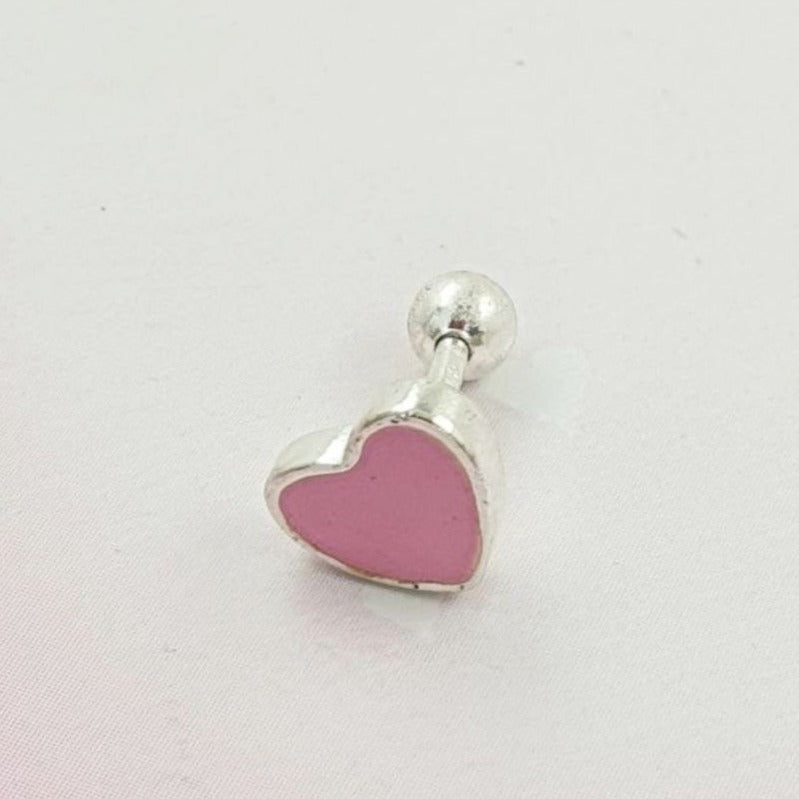 PIERCING DE PLATA 9.25 EN FORMA DE CORAZON ROSA