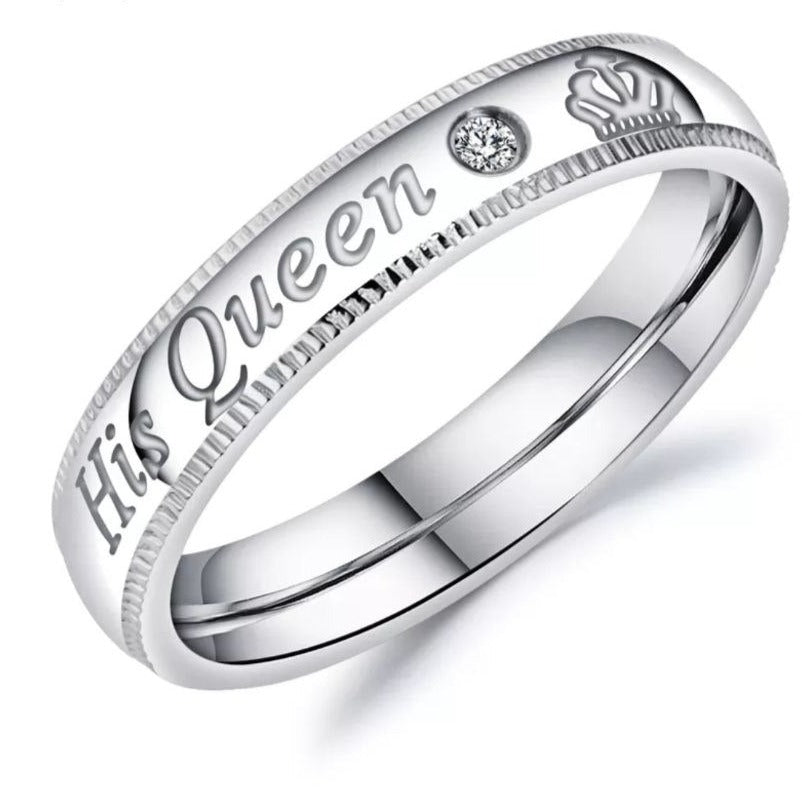 PANI1744 ANILLO MATRIMONIO CON MENSAJE  (SU REINA), PLATA 925