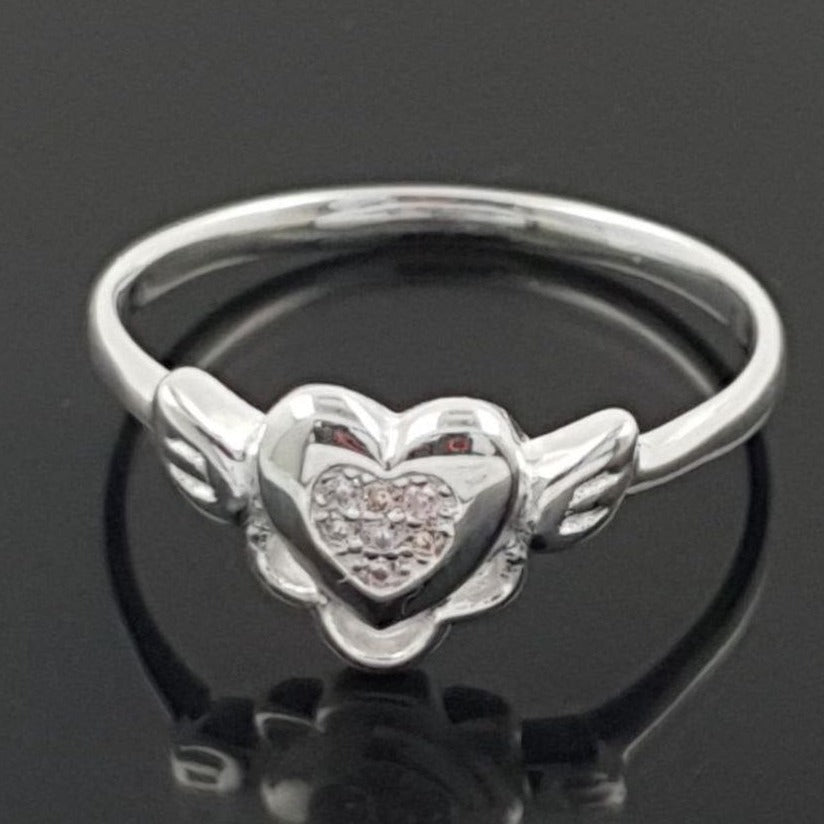 PANI1795 ANILLO CORAZON CON ALALS PLATA 925